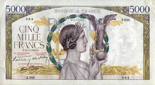 法国 5000法郎 1939-世界钱币收藏网|外国纸币收藏网(目前国内最专业、最全面的钱币收藏网站)