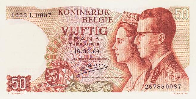 比利时 50法郎 1966(签名1)-世界钱币收藏网|外